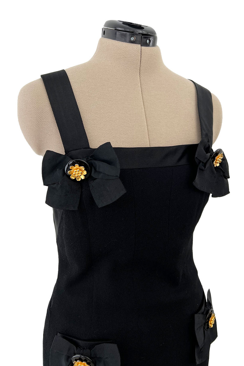 Incredible 1990s Gemma Kahng Black Backless Mini Dress w Bow & Gold Bu Shrimpton Couture Incredible 1990s Gemma Kahng Black Backless Mini Dress w Bow & Gold Bu Shrimpton Couture
