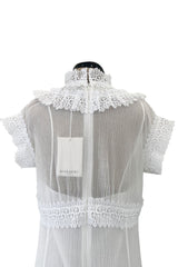 Pristine Mid 2000s Givenchy by Riccardo Tisci White Cotton Gauze & Lace Dress w Matching Underdress