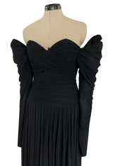 Spectacular 1970s Lanvin by Jules-Francois Crahay Off or On the Shoulder Draped Jersey Dress