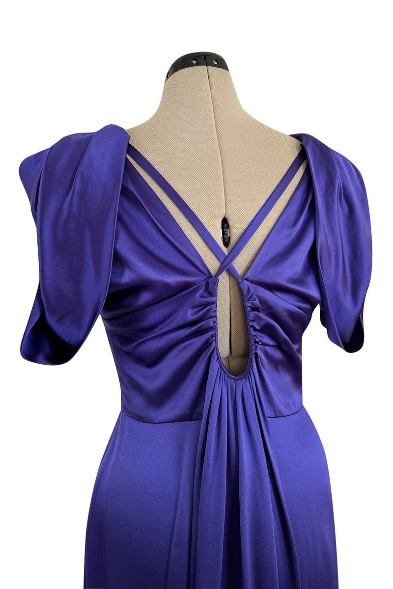 Rare Fall 2011 Christian Dior by John Galliano Purple Silk Satin Open Back Dress