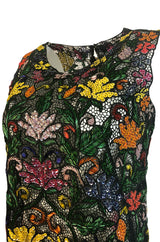 1960s Unlabeled Hand Made & Beaded and Sequin Netted Cord Dress