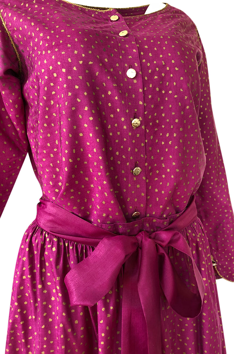 c.1976 Yves Saint Laurent Hand Painted Russian Top & Skirt Set