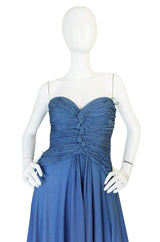 Spring 1990 Oscar de la Renta Ice Blue Silk Chiffon Dress & Cape