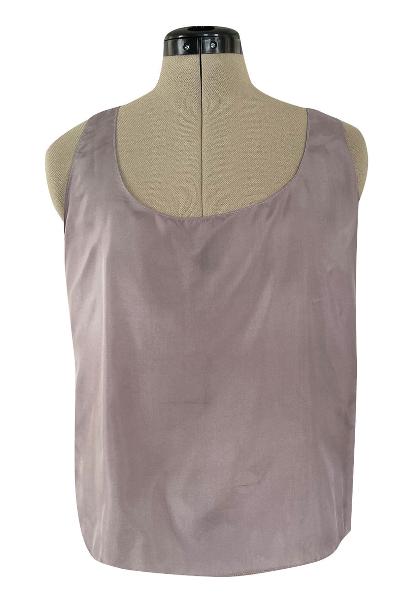 Wonderful Upcycled Vintage Silk Chiffon Top in Lavender w Hand Applied 1920s Detailing