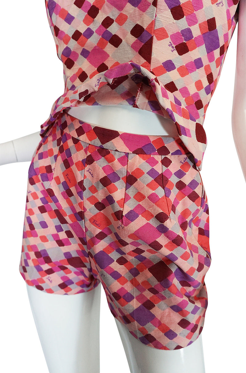Late 1950s Emilo Pucci Pink Silk Shorts and Shell Set