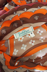 1960s Coral Print Pucci Silk Jersey Button Front Dress