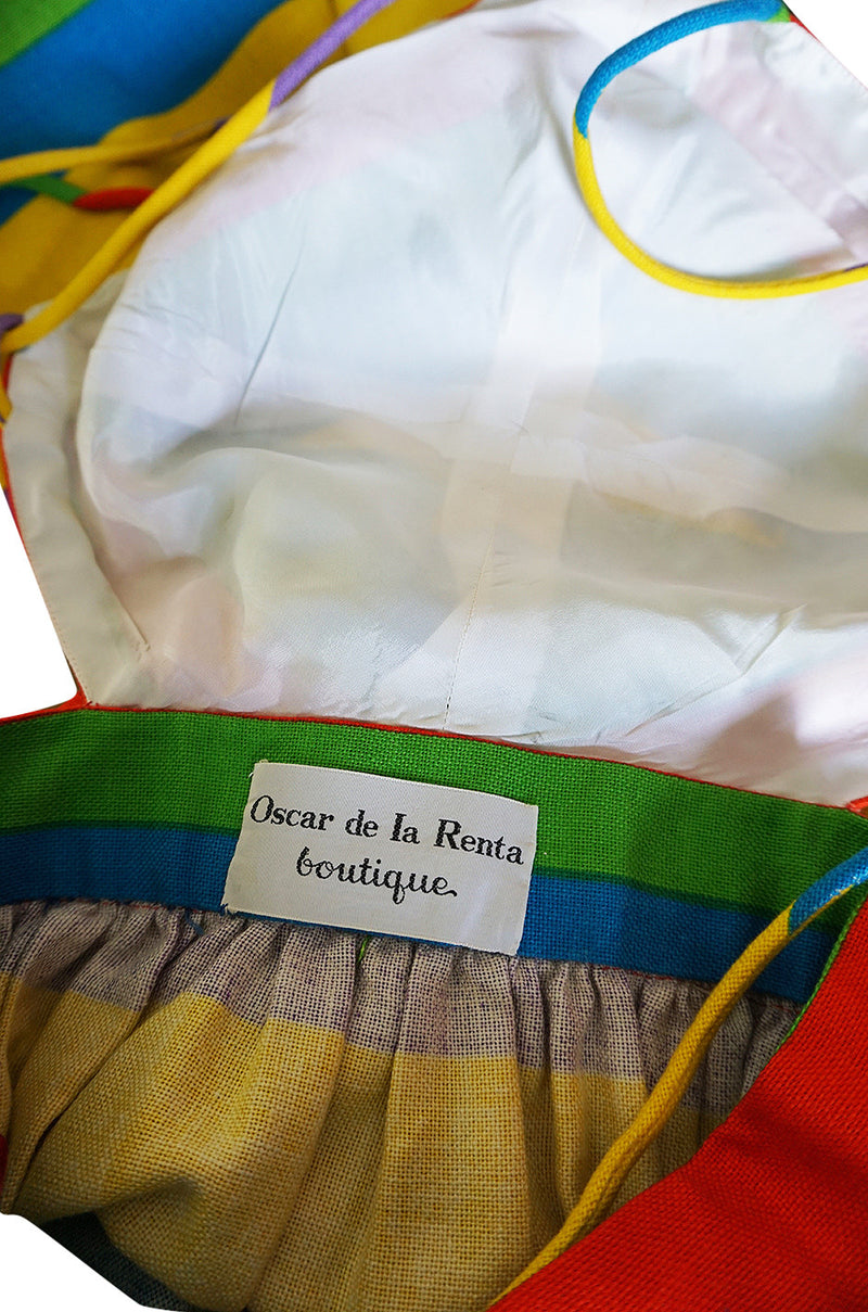 Spring 1972  Oscar de la Renta Backless Rainbow Striped Halter Dress