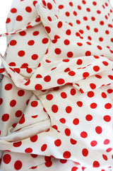 Fun 1970s James Galanos Red & White Dotted Jumpsuit