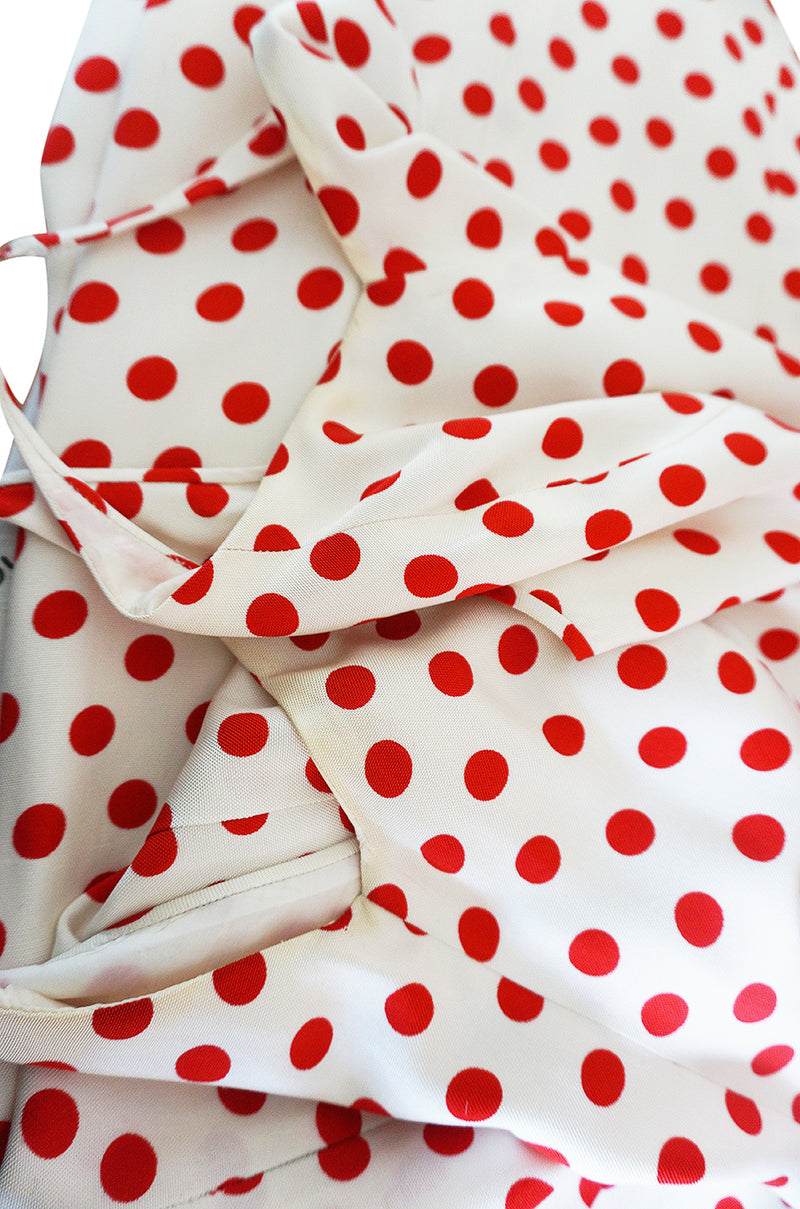Fun 1970s James Galanos Red & White Dotted Jumpsuit