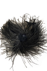 1940s Elmar Designs New York Ostrich Feather & Net Veil Hat w Bow