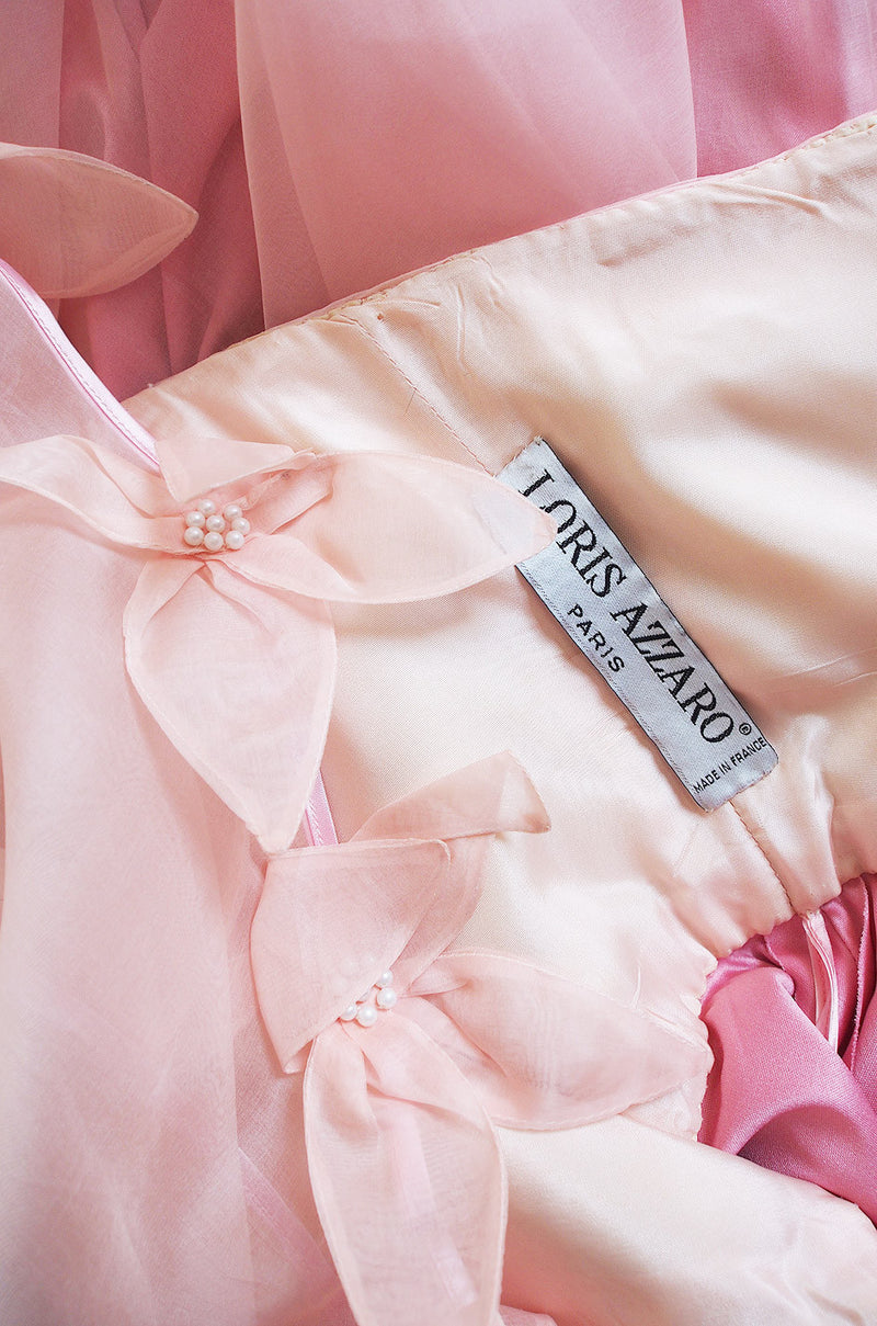 Dramatic 1975 Loris Azzaro Couture Pink Silk Gown & Cape