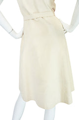 c1972 Halston Ultrasuede Zip Front Dress in Cream