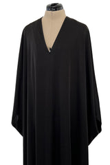 Easy to Wear 1970s Halston Simple & Chic Black Jersey Slip On Caftan Dress
