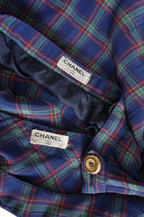 Early 1980s Chanel Silk Drawstring Top & Pleated Skirt Set