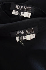 1970s Black Crepe Jean Muir Peplum Suit