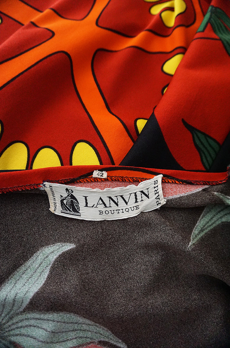 c1973 Lanvin Printed "Tomato" Halter Jersey Dress