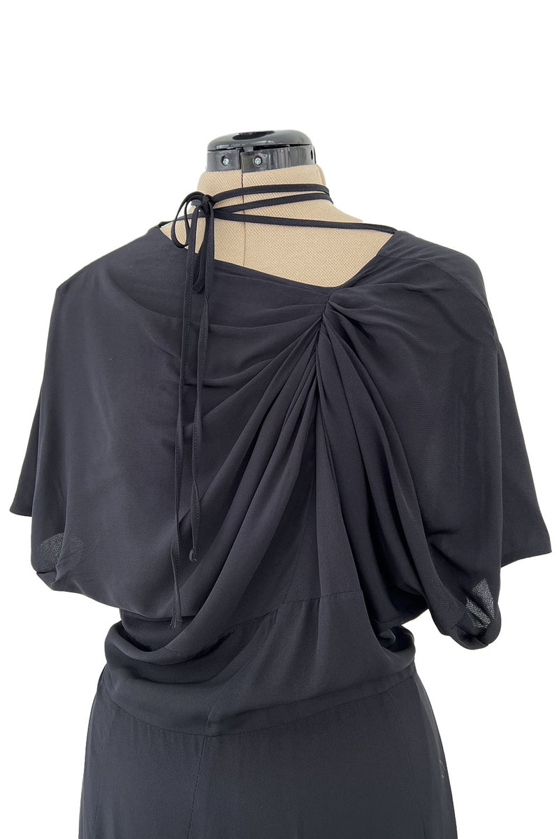 Prettiest 2000s Marni by Consuelo Castiglioni Deep Blue Black Silk Draped Dress