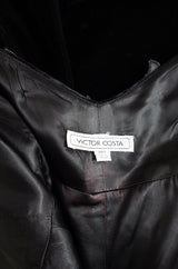 1970s Silver Applique Velvet Victor Costa Gown