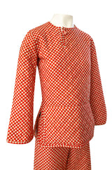 Rare 1971 Marion Foale and Sally Tuffin Red & White Check 'Pajama' Pant Set
