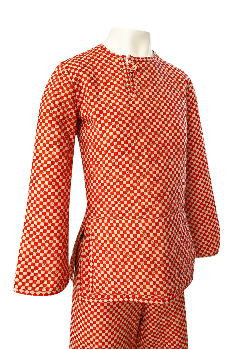 Rare 1971 Marion Foale and Sally Tuffin Red & White Check 'Pajama' Pant Set