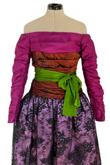 Extaordinary Fall 1990 Yves Saint Laurent Haute Couture Look 126 Purple & Bronze Silk & Lace Dress