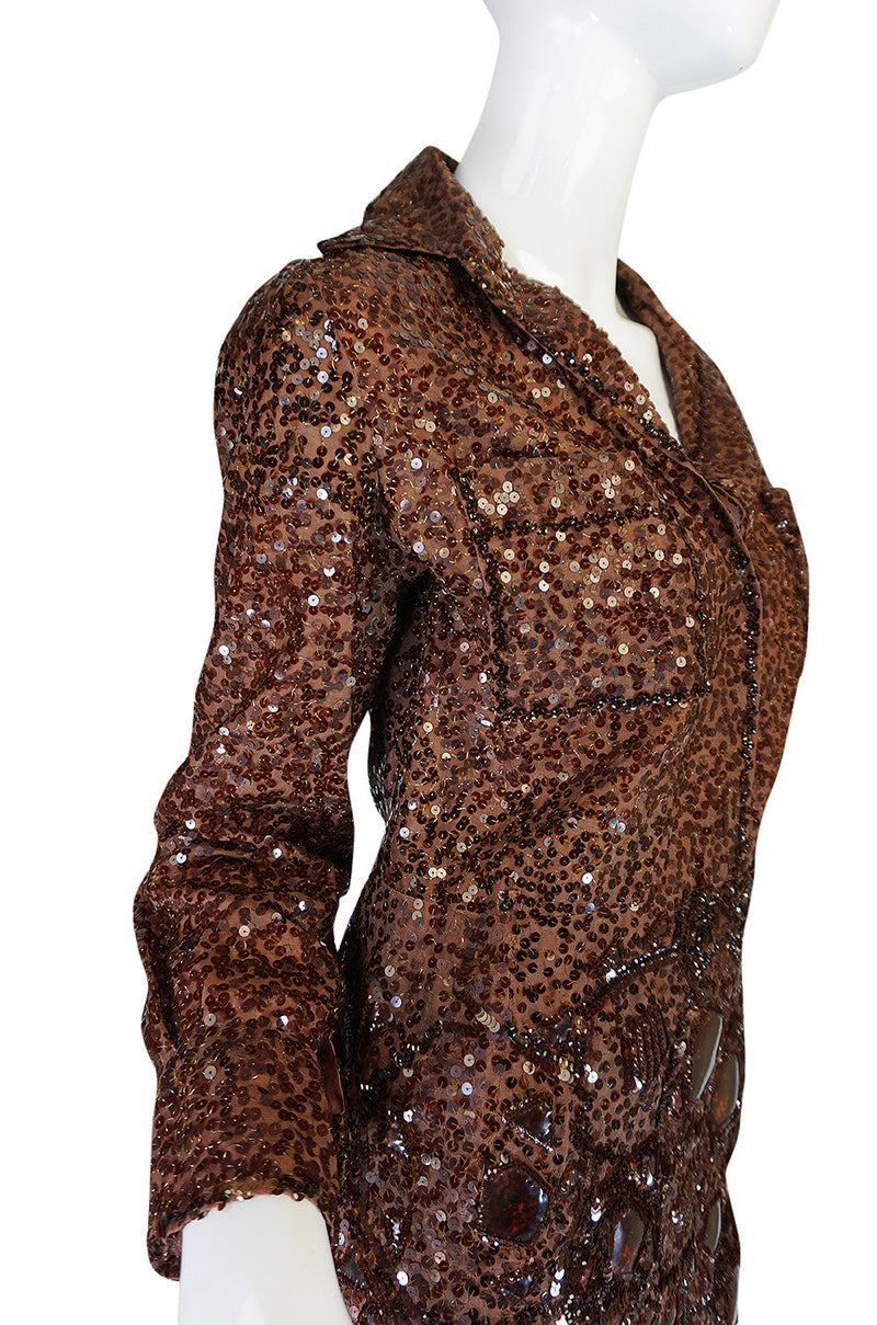 c.1966 Christian Dior Sequin & Tortoise Shell Demi-Couture Dress