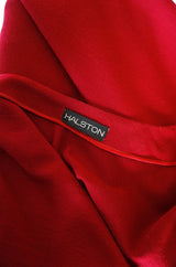 1970s Halston Deep Red Wool Jersey Wrap Dress