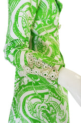 Rare 1960s Annacat Green & White Print Coat or Dress