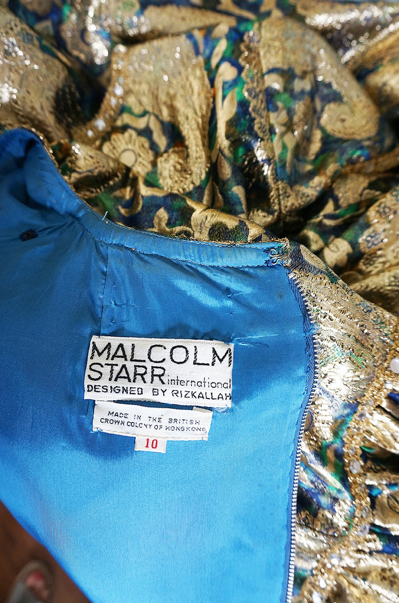1960s Gold Metallic Organza Malcolm Starr Dress