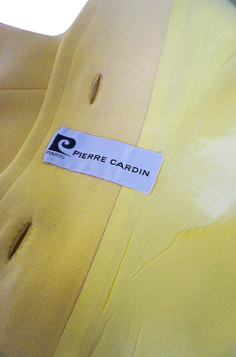 Chic 1970s Pierre Cardin RTW Sleek Little Yellow Coat