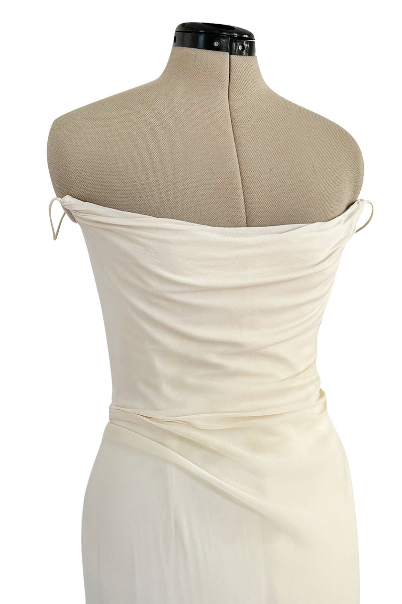 Beautiful 2001 Richard Tyler Ivory Silk Chiffon Corset Dress w Gathere Shrimpton Couture Beautiful 2001 Richard Tyler Ivory Silk Chiffon Corset Dress w Gathere Shrimpton Couture