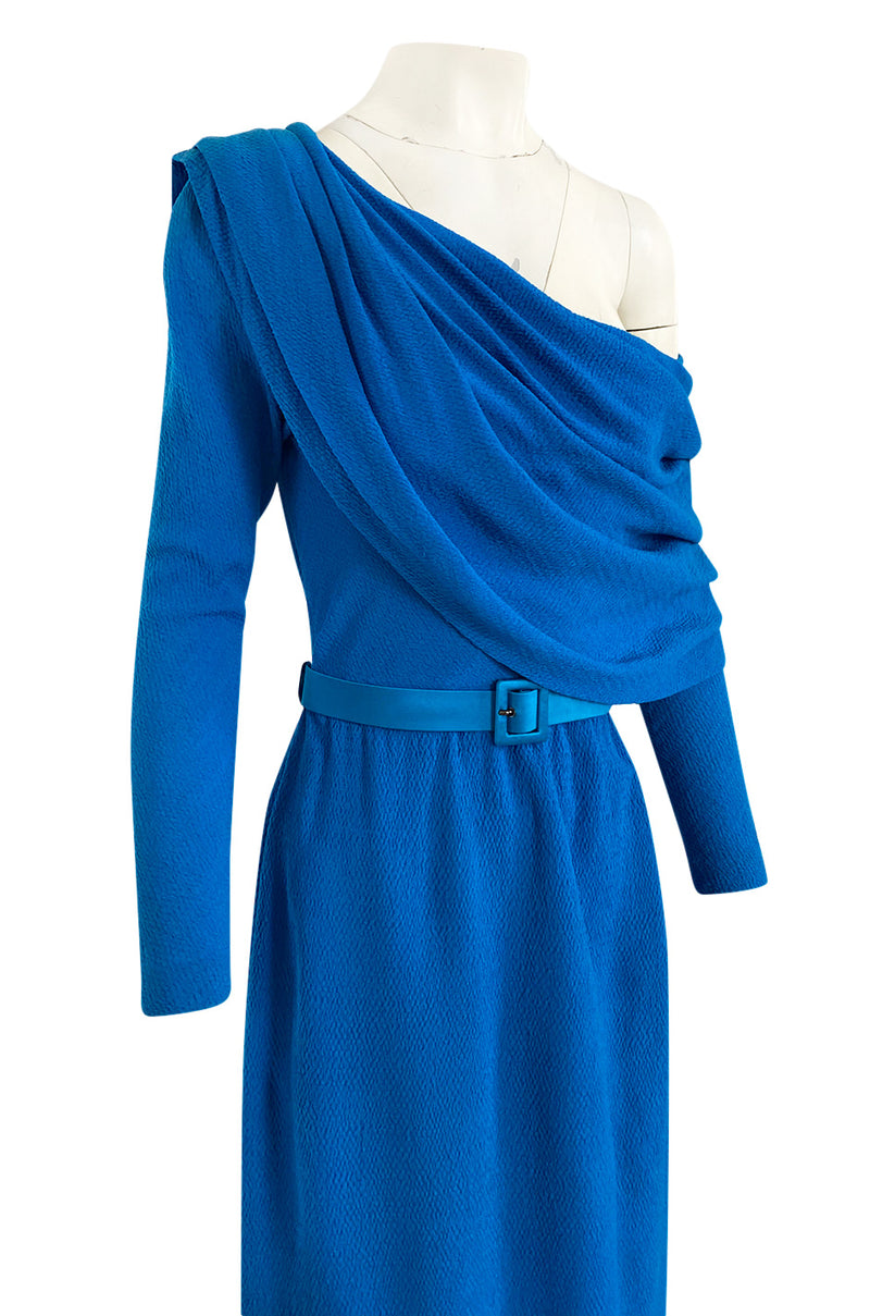 Important Spring 1993 Yves Saint Laurent Haute Couture One Shoulder Silk Crepe Dress
