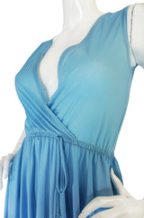 1970s John Kloss for Cira Blue Lingerie Dress