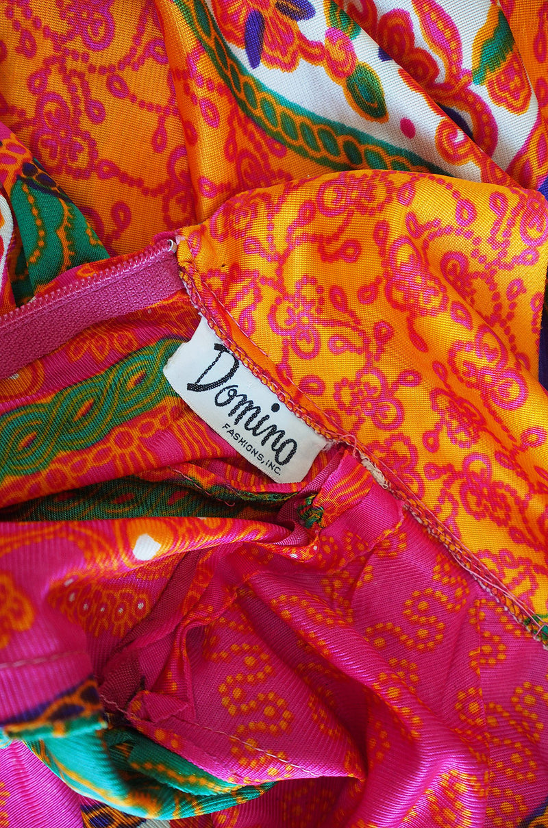 1970s Supermodel Length Brilliant Print Maxi Dress
