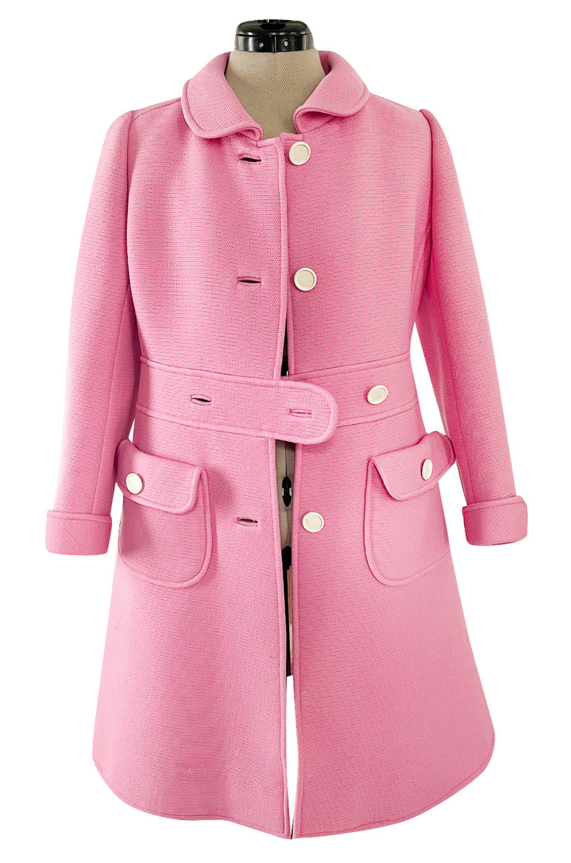 Exceptional Museum Held Fall 1969 Andre Courreges Couture Sculpted Pink Coat
