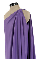 Classic 1978 Halston One Shoulder Draped Full Length Maxi Dress in a Light Purple Jersey