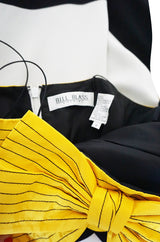 Graphic 1980s Bill Blass Black & White Diamond Bow Dress
