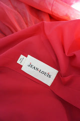 1960s Jean Louis Demi-Couture Silk Chiffon Dress w Caped Bodice
