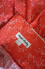 1970s Red Print & Tiered Victor Costa Cotton Dress