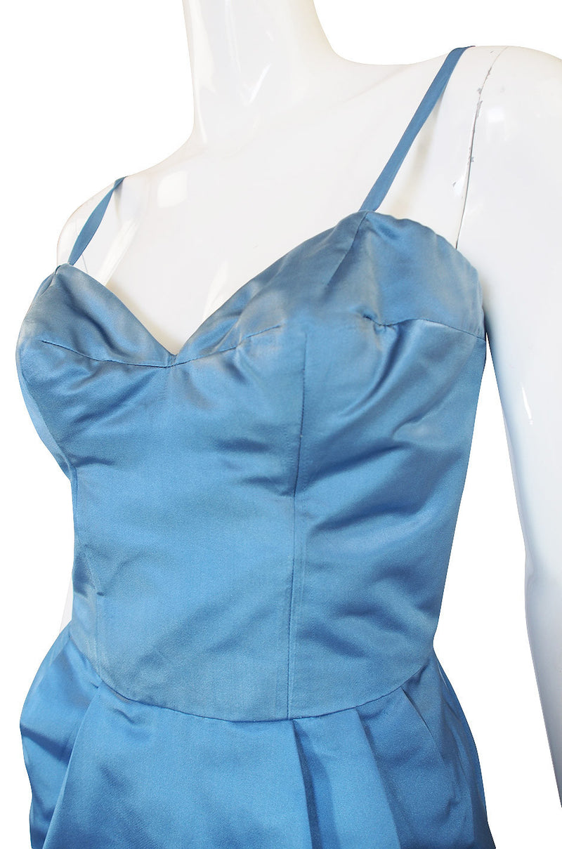 1950s Pale Blue Silk Dress