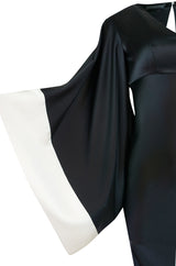 Recent Alexander McQueen Kimono Sleeve Black & White Silk Dress