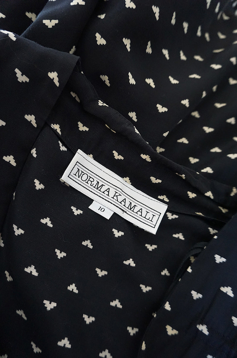 1980s Norma Kamali Black & White Full Skirted Dress