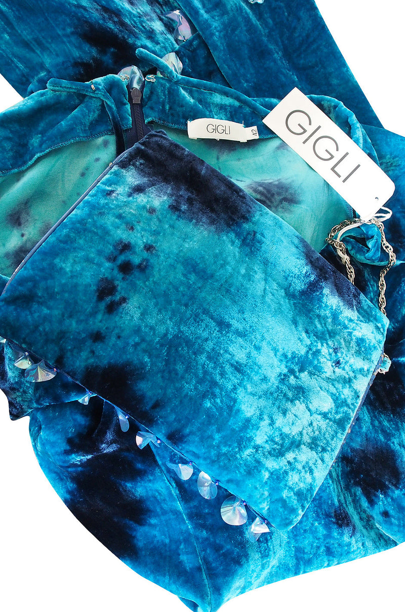 1990s Romeo Gigli Velvet & Disc Dress & Clutch