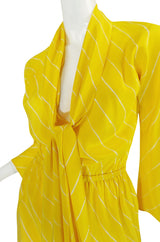 S/S 1976 Halston Demi-Couture Bias Cut Yellow Silk Dress