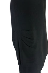 Dramatic 1940s Adrian Original Black Crepe Swing Dress