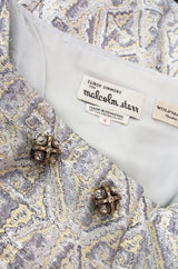 1960s Malcolm Starr Silver Metallic Brocade Dress