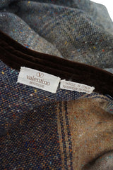 c.1974 Valentino Boutique Nubby Wool Oversized Check Cape