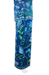 Rare 1960s Emilio Pucci Blue Print Velvet Suit