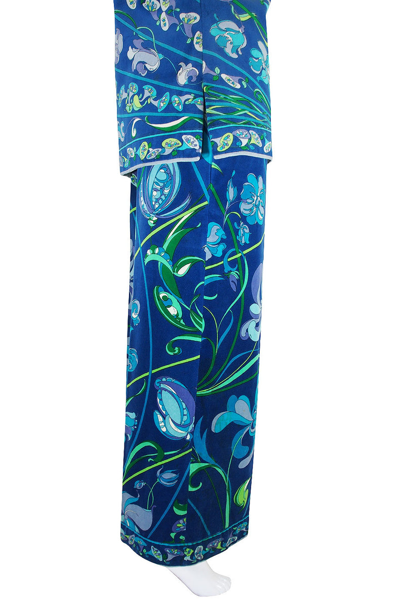 Rare 1960s Emilio Pucci Blue Print Velvet Suit