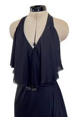 Chic 2000s John Anthony Couture Multi Layer Silk Chiffon Backless Ruffle Plunge Dress